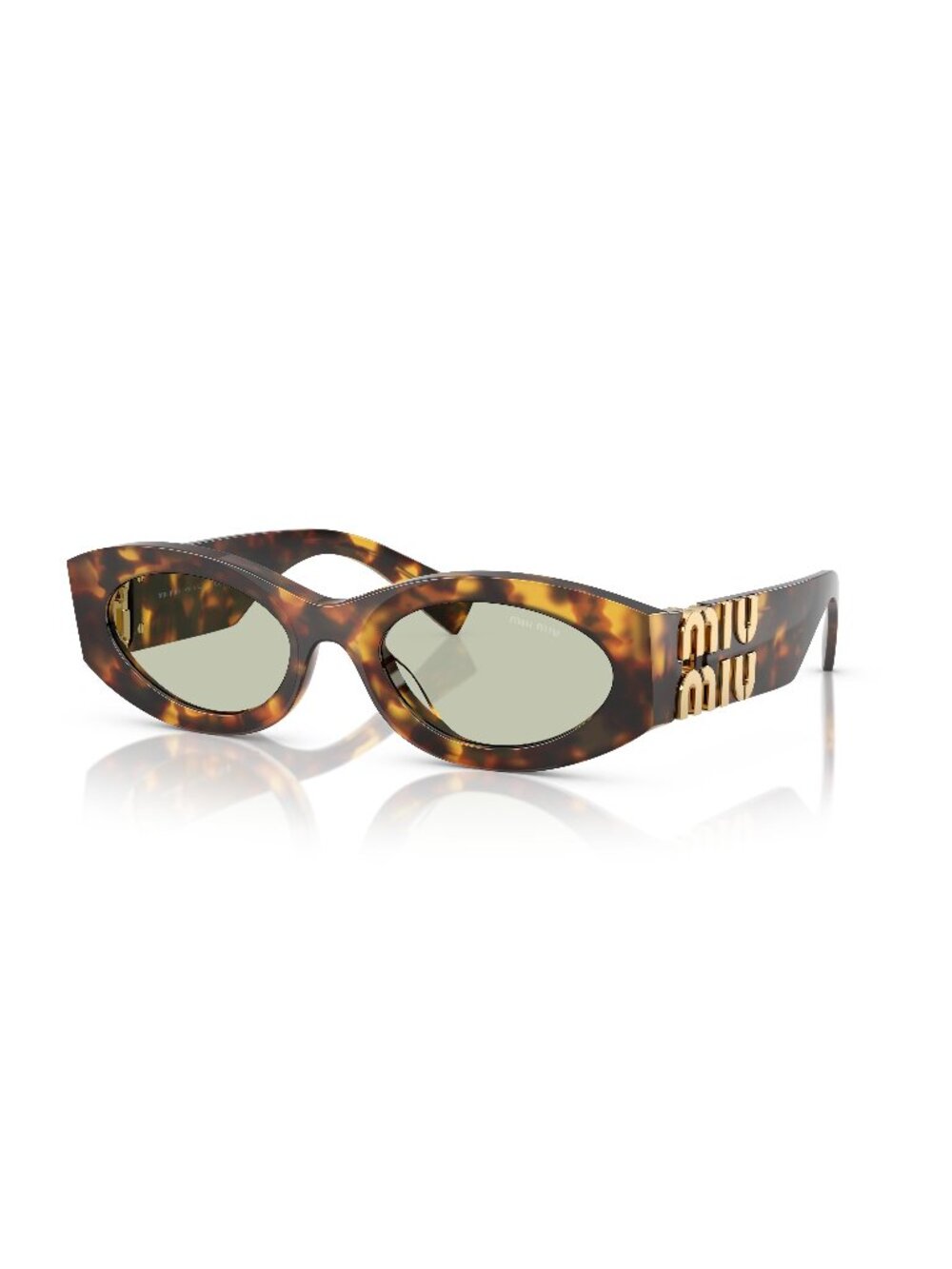 New Miu Miu Women's Sunglasses Havana Round Green Lens Acetate Frame MU 11WS 0MU